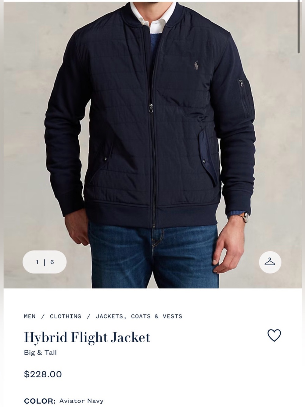 Ralph Lauren Hybrid Flight Jacket - Navy